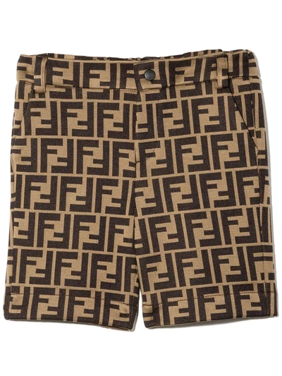 Fendi Babies' Ff-motif Shorts In Brown