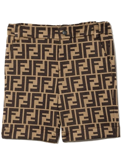 Fendi Ff-motif Shorts In 褐色