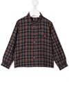 Bonpoint Embroidered-logo Check-print Shirt In Black