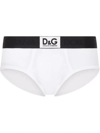 Dolce & Gabbana Logo-waistband Stretch Briefs In White
