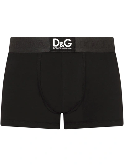 Dolce & Gabbana Logo-waistband Boxer Briefs In Black