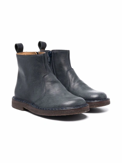 Pèpè Zipped Leather Boots In Blue