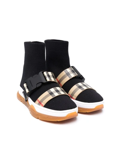 Burberry Kids' Stretch-knit Sock Trainers In Black