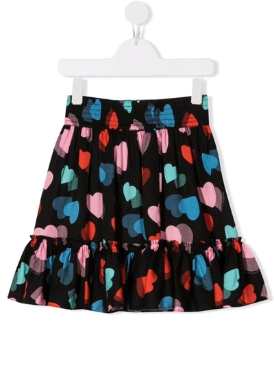 Stella Mccartney Girls Multicolor Kids Hearts Graphic-print Woven Mini Skirt 4-14 Years 6 Years In Black