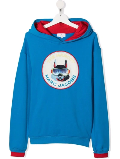 Marc Jacobs Teen Logo-patch Hoodie In Blue