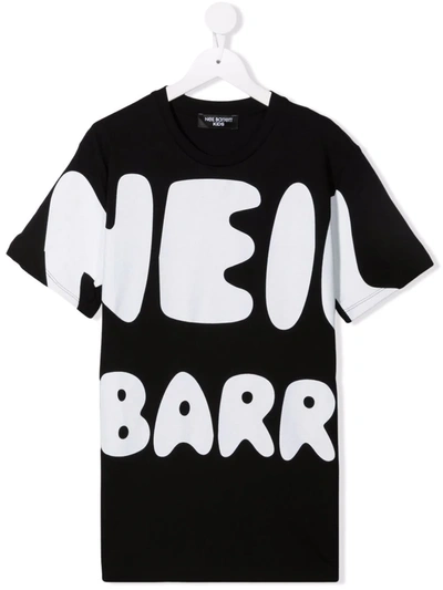 Neil Barrett Teen Logo Lettering T-shirt In Black