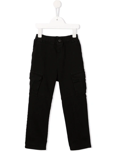 Zhoe & Tobiah Kids' Cotton Cargo Trousers In Black