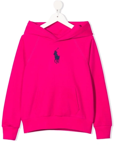 Polo Ralph Lauren Kids' Polo Pony-motif Cotton Hoodie In Pink