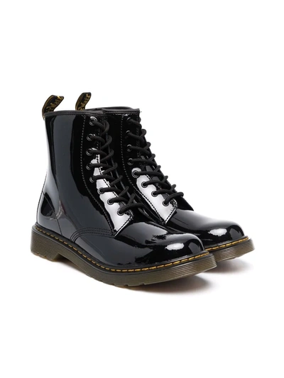 Dr. Martens' Kids' Patent Leather Lace-up Boots In Black
