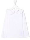 Douuod Peter-pan Collar Cotton Top In White