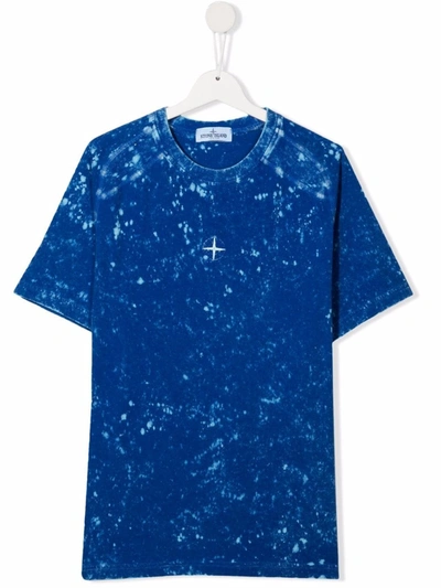 Stone Island Junior Teen Embroidered Logo T-shirt In Blue