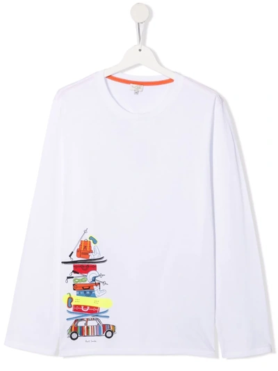 Paul Smith Junior Kids' Illustration-print Organic Cotton T-shirt In White