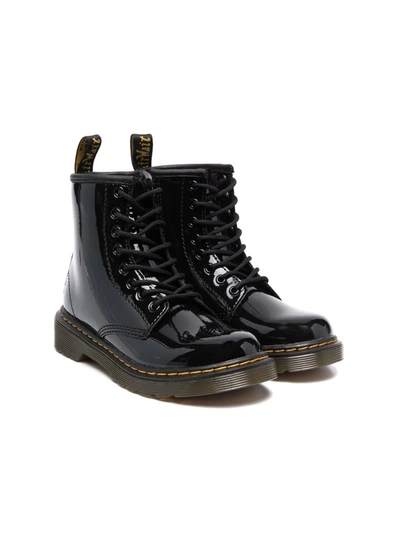 Dr. Martens' Kids Black Patent 1460 Ankle Boots In Nero