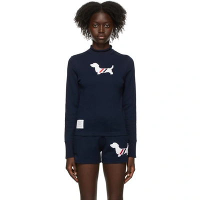 Thom Browne Women's Hector Roll-neck Cotton T-shirt In Blue