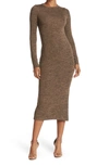 French Connection Sweeter Long Sleeve Midi Sweater Dress In Camel-black