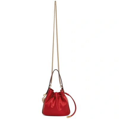 Versace Red Satin Chain Medusa Pouch In 1r23v Scarlet Gold