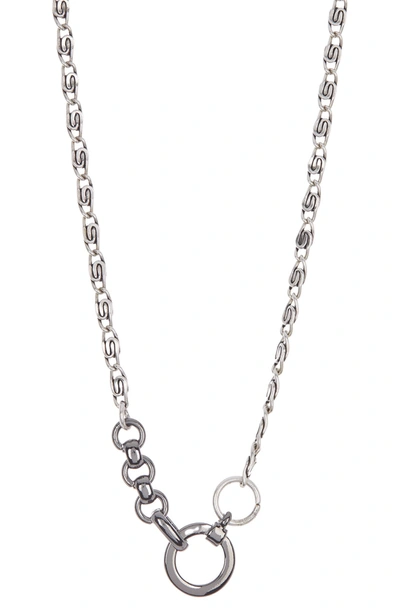 Abound Silver-tone Round Chain Ring Necklace In Silver- Hematite