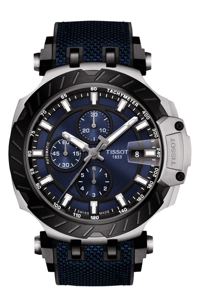 Tissot T-sport Chronograph Webbed Strap Watch In Blue