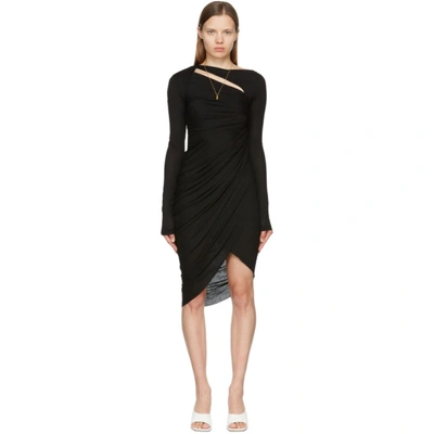 Helmut Lang Scala Asymmetric Cutout Gathered Jersey Dress In Black
