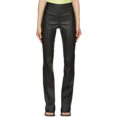 Helmut Lang Black Leather Bootcut Trousers In Onyx