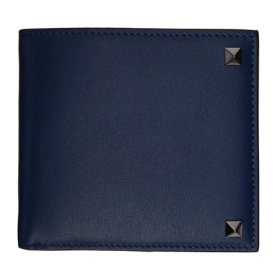 Valentino Garavani Rockstud Bi-fold Wallet In I02 Indigo