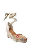 ANDRE ASSOUS ENSLEY EMBROIDERED ESPADRILLE WEDGE SANDAL