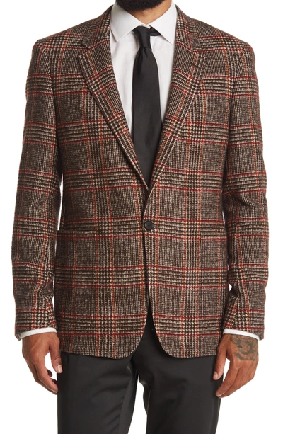 Billy Reid Greer Brown rust Plaid One Button Notch Lapel Sport