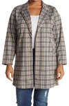 Melloday Plaid Open Front Jacket In Brown/ Black