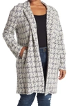 Melloday Plaid Open Front Jacket In Ivory Black Ht