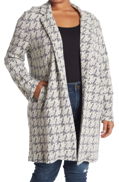 Melloday Plaid Open Front Jacket In Ivory Black Ht