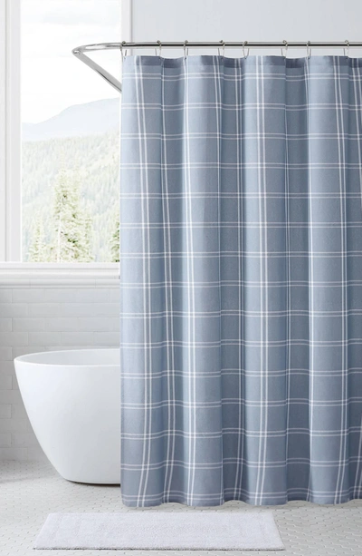 Eddie Bauer Kettle Falls Plaid Chambray Blue Shower Curtain