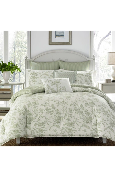 Laura Ashley Natalie 5-piece Green Cotton King Bonus Duvet Set In Sage