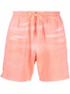 ALEXANDER WANG TIE-DYE COTTON TRACK SHORTS