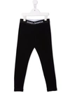 Dolce & Gabbana Logo-waistband Cotton Leggings In Black