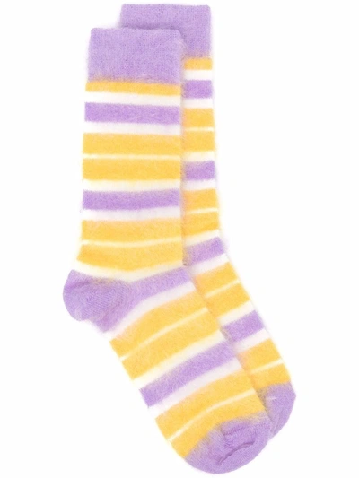 Marni Striped Mohair Socks In Yellow