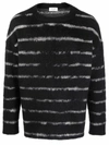 Saint Laurent Pullover With Interrupted Stripe Motif In Black
