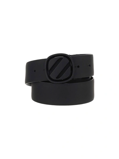 Ermenegildo Zegna Logo Plaque Buckle Belt In Black