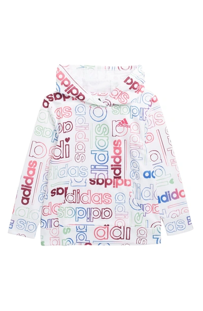 Adidas Originals Kids' Linear Stretch Hoodie In White Multi