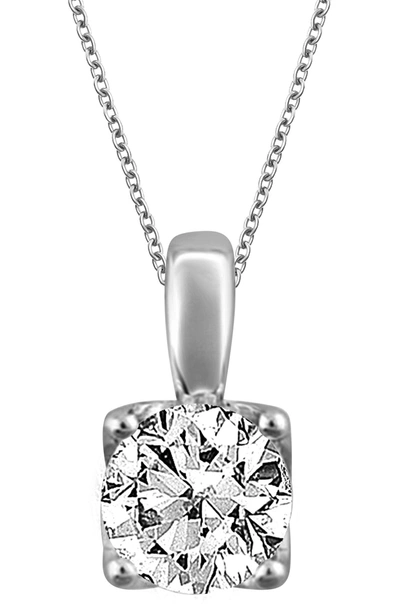 Badgley Mischka 14k White Gold Round Lab Created Diamond Solitaire Pendant Necklace
