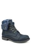 Cliffs By White Mountain Duena Faux Shearling Lined Lace-up Boot In Navy/ Fabric/ Fleece