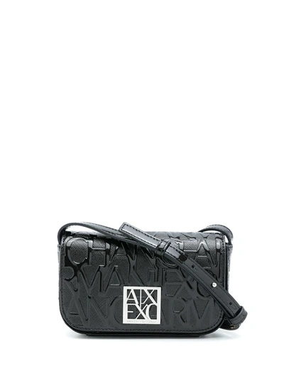 Armani Exchange Embossed Logo Crossbody Bag In Schwarz