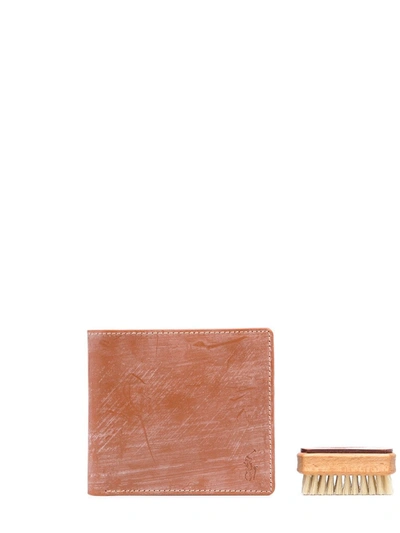 Polo Ralph Lauren Distressed-finish Leather Wallet In Braun