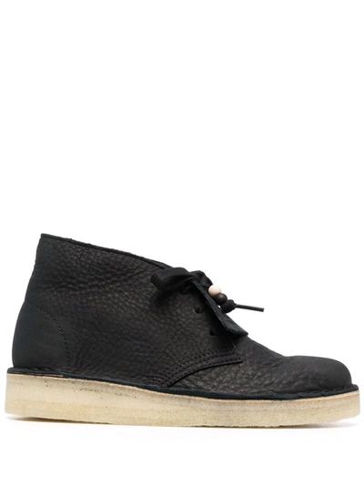 Clarks Originals Nubuck Leather Lace-up Ankle Boots In Schwarz