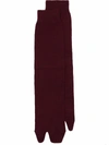 Maison Margiela Tabi Knee-high Socks Featuring Ribbed Detailing In Red