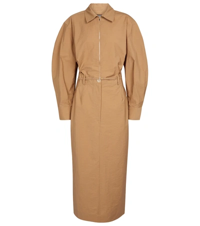 Jacquemus Women's La Uzco Belted Cotton-blend Midi Shirt Dress In Neutral