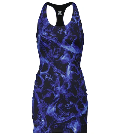 Vetements Marble Print Tank Dress In Blue