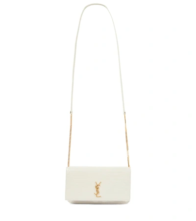 Saint Laurent Cassandre Leather Iphone Crossbody Bag In Crema Soft/crema S.