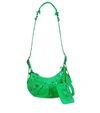 Balenciaga Le Cagole Xs Studded Crinkled-leather Shoulder Bag In Green