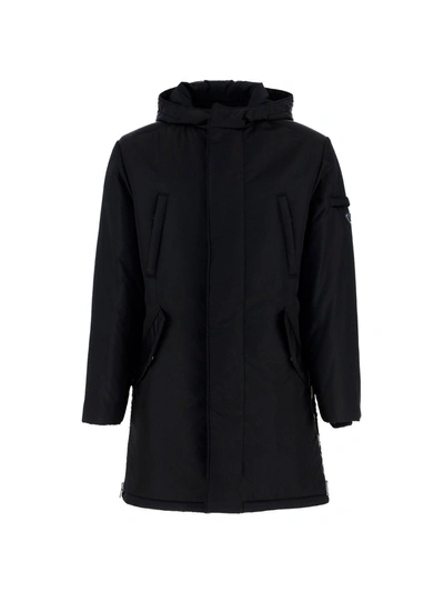 Prada Re-nylon Hooded Parka In Nero