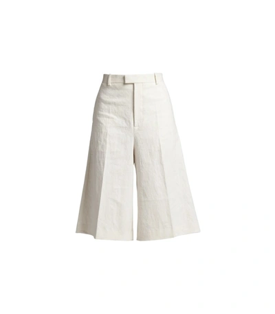 Bottega Veneta High-rise Cotton-twill Wide-leg Shorts In Ivory